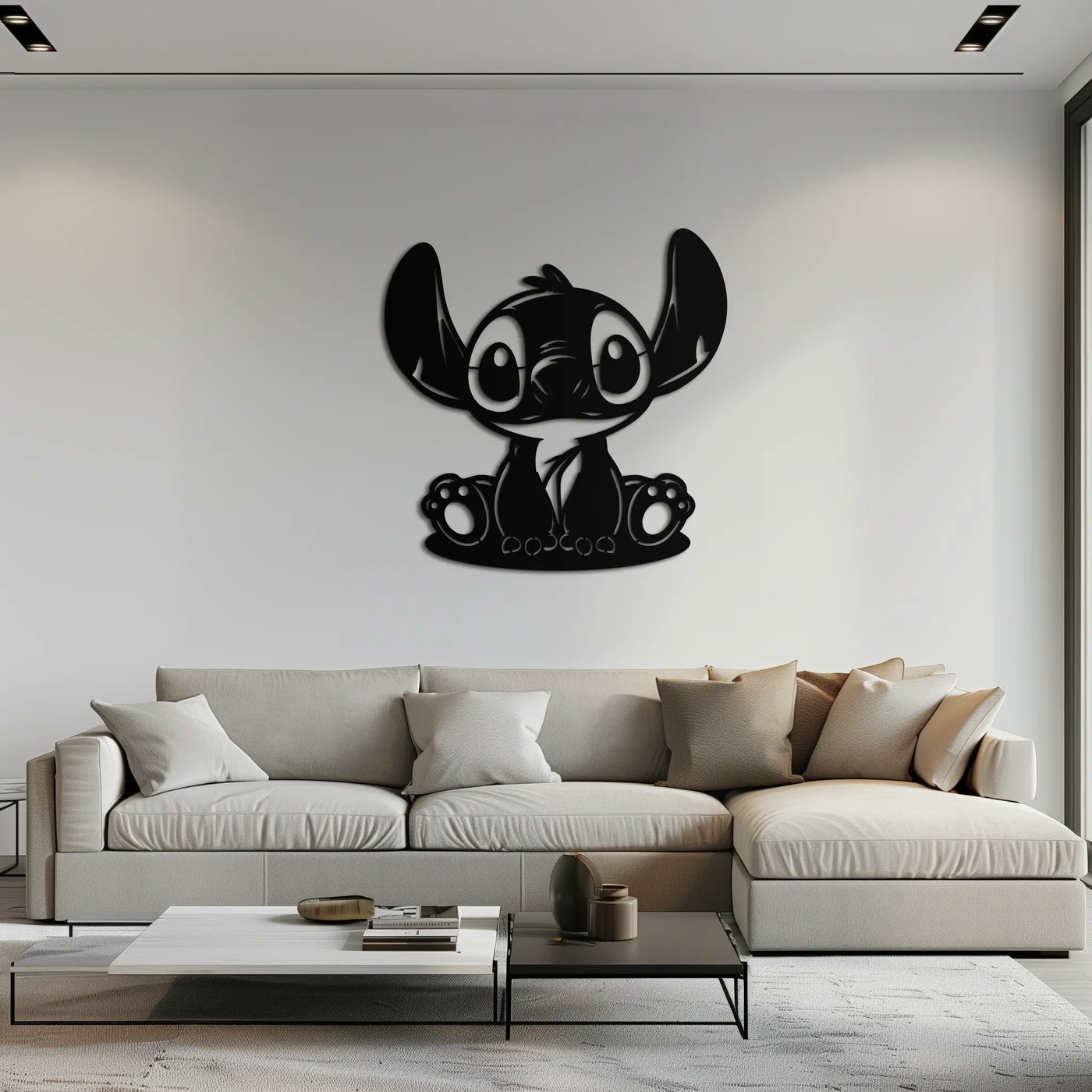 Cute Stitch Character Metal Wall Art - Adorable Cartoon Silhouette Decor- KAF572 by Enova Art
