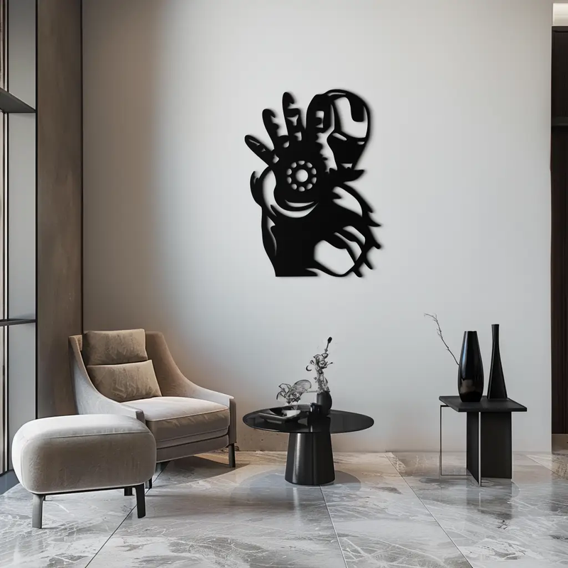 Iron Man Hand Gesture Silhouette Metal Wall Art – Superhero Home Decor- KAF573 by Enova Art