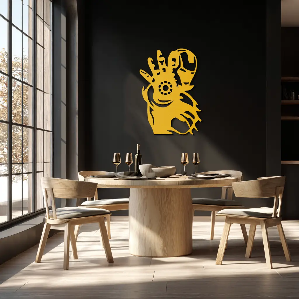 Iron Man Hand Gesture Silhouette Metal Wall Art – Superhero Home Decor- KAF573 by Enova Art