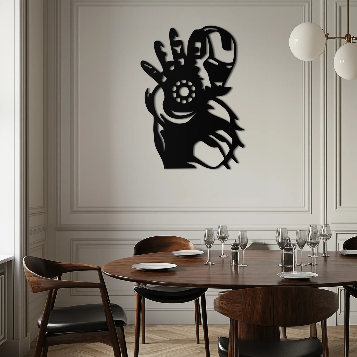 Iron Man Hand Gesture Silhouette Metal Wall Art – Superhero Home Decor- KAF573 by Enova Art