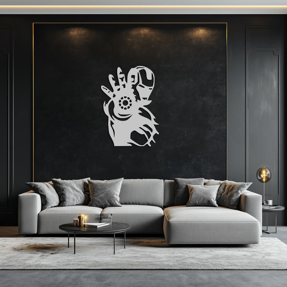 Iron Man Hand Gesture Silhouette Metal Wall Art – Superhero Home Decor- KAF573 by Enova Art