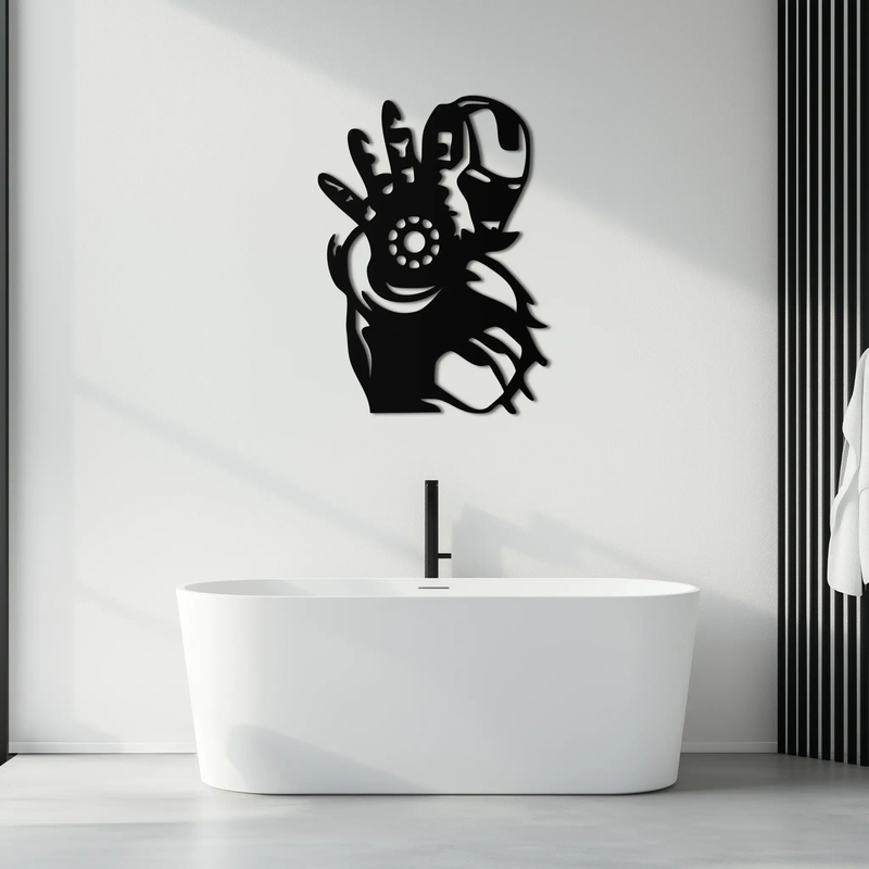 Iron Man Hand Gesture Silhouette Metal Wall Art – Superhero Home Decor- KAF573 by Enova Art