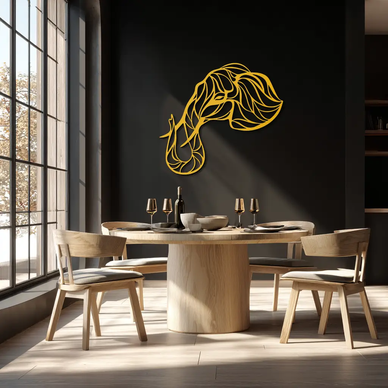 Geometric Elephant Head Metal Wall Art – Modern Animal Home Decor- KAF574 by Enova Art