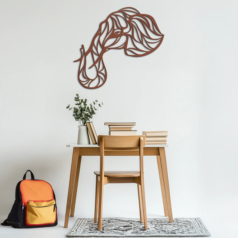 Geometric Elephant Head Metal Wall Art – Modern Animal Home Decor- KAF574 by Enova Art