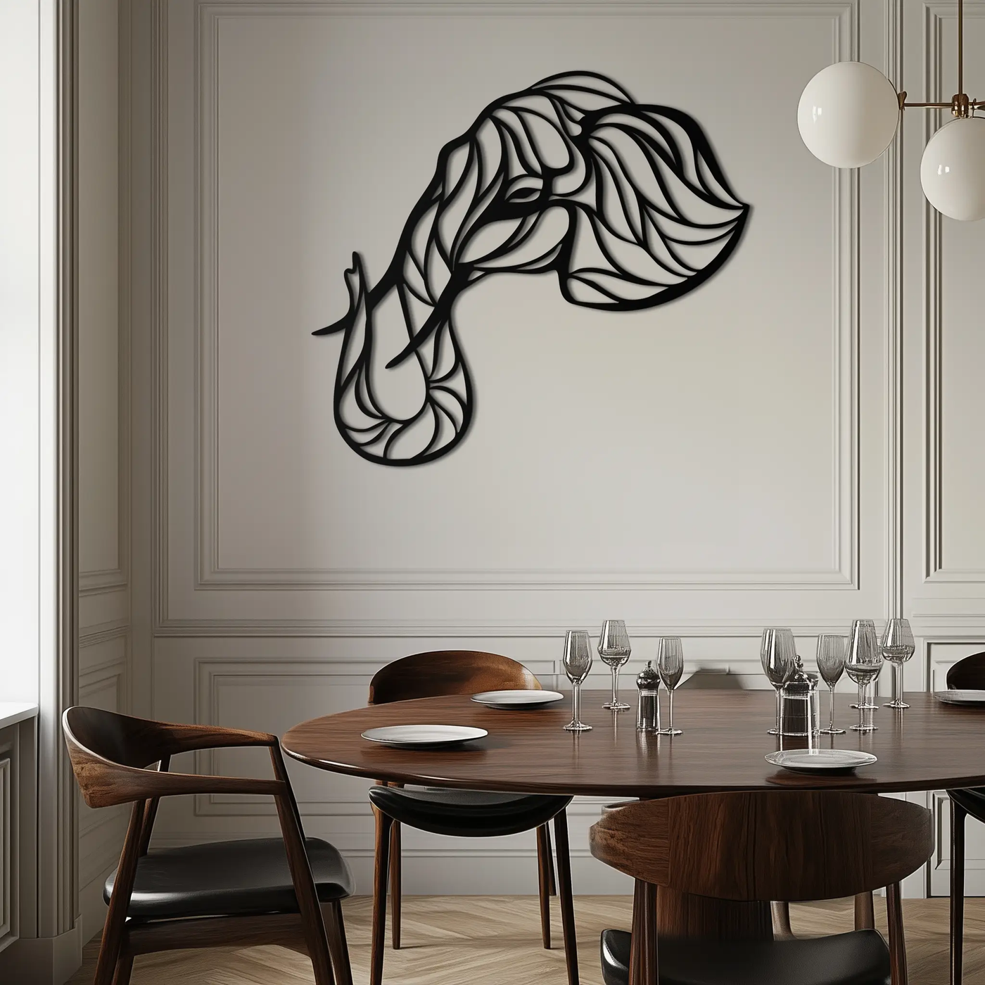 Geometric Elephant Head Metal Wall Art – Modern Animal Home Decor- KAF574 by Enova Art