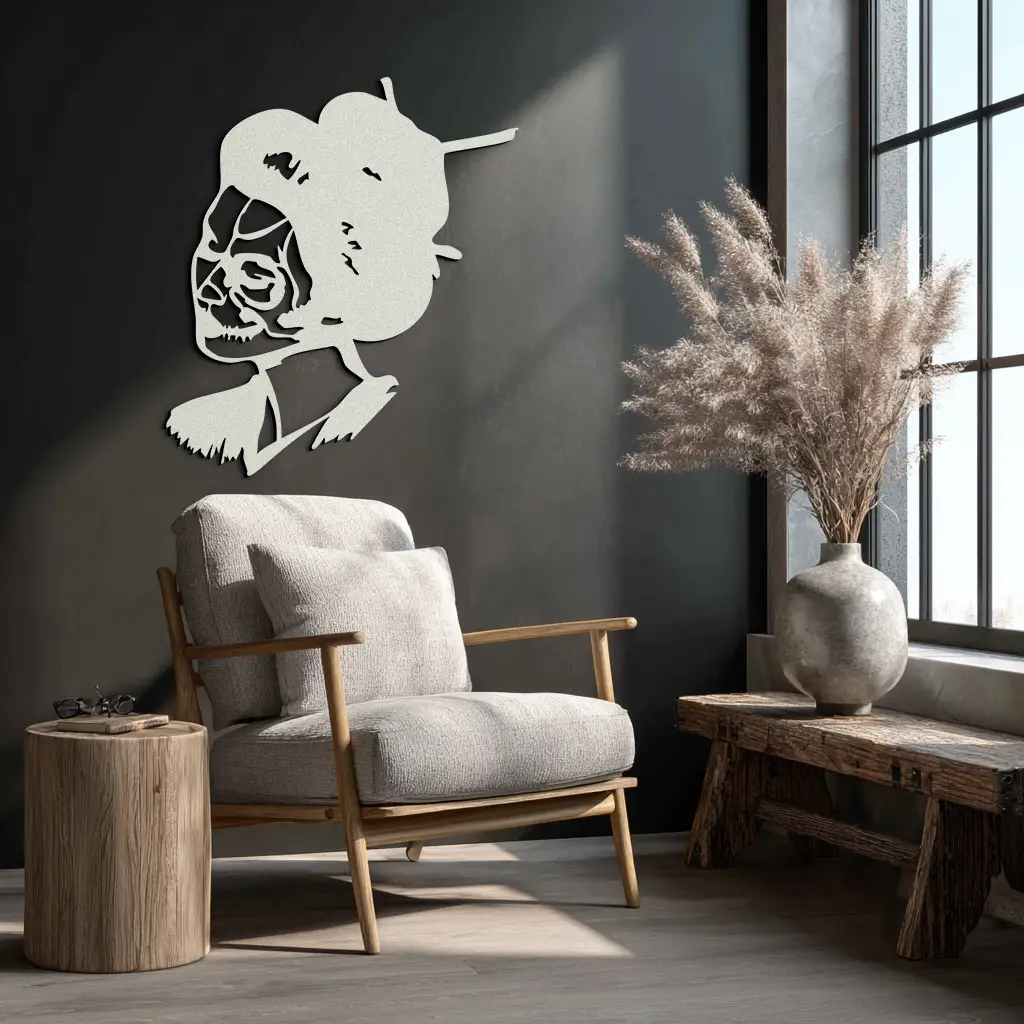 Geisha Skull Fusion Metal Wall Art – Japanese Gothic Home Decor- KAF575 by Enova Art