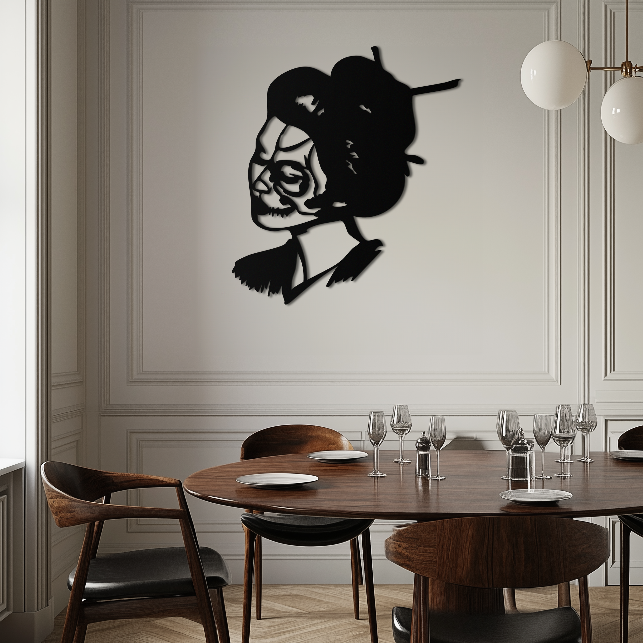 Geisha Skull Fusion Metal Wall Art – Japanese Gothic Home Decor- KAF575 by Enova Art