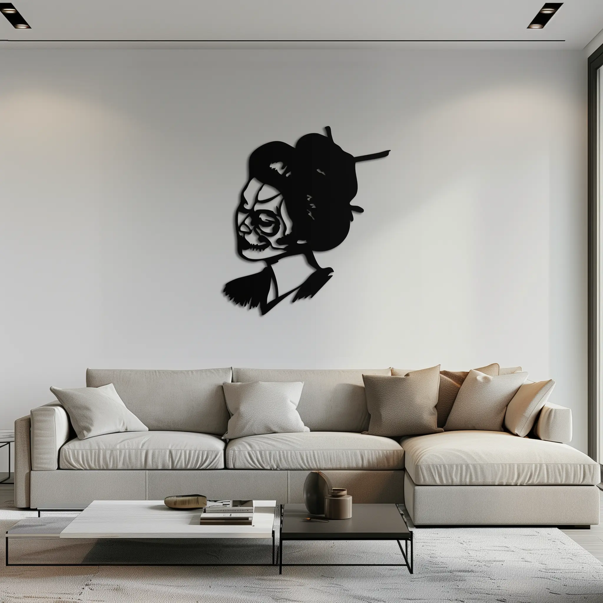 Geisha Skull Fusion Metal Wall Art – Japanese Gothic Home Decor- KAF575 by Enova Art