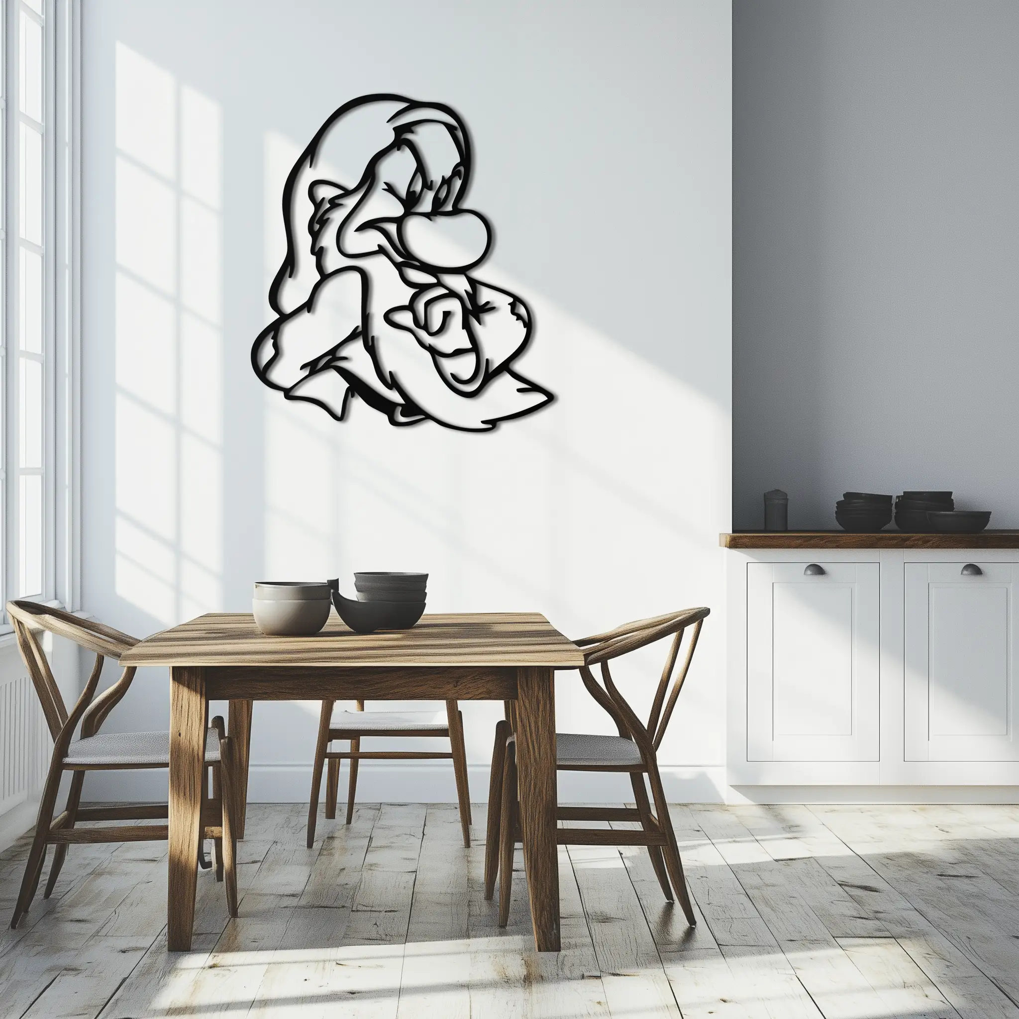 Grumpy Dwarf Metal Wall Art – Whimsical Cartoon-Inspired Metal Silhouette Décor- KAF577 by Enova Art