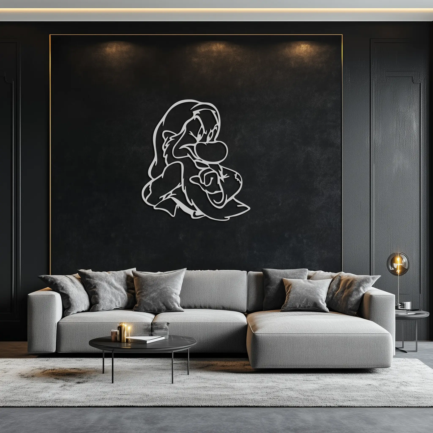 Grumpy Dwarf Metal Wall Art – Whimsical Cartoon-Inspired Metal Silhouette Décor- KAF577 by Enova Art