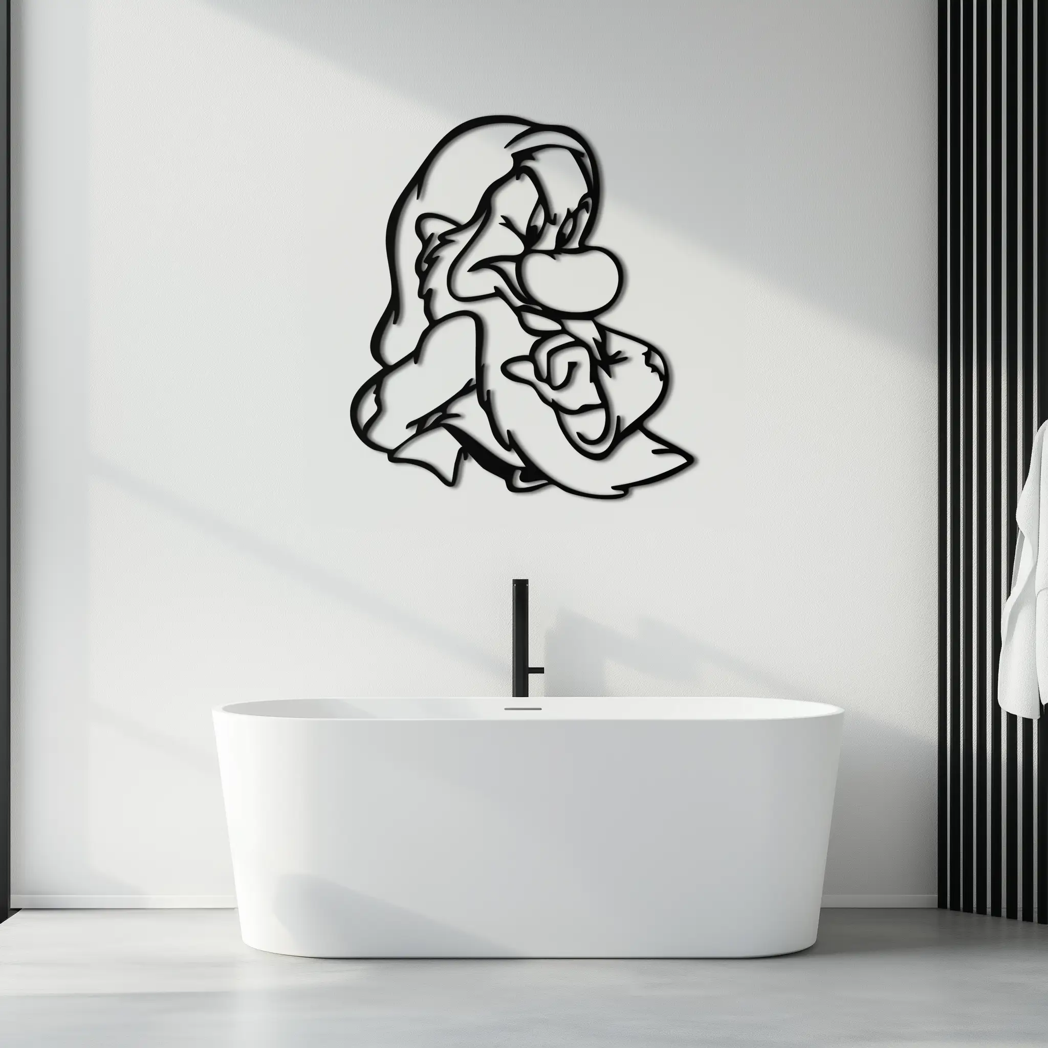 Grumpy Dwarf Metal Wall Art – Whimsical Cartoon-Inspired Metal Silhouette Décor- KAF577 by Enova Art