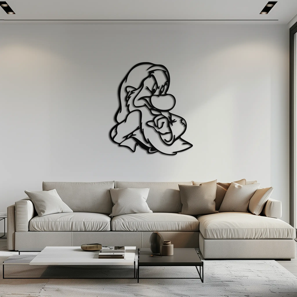Grumpy Dwarf Metal Wall Art – Whimsical Cartoon-Inspired Metal Silhouette Décor- KAF577 by Enova Art