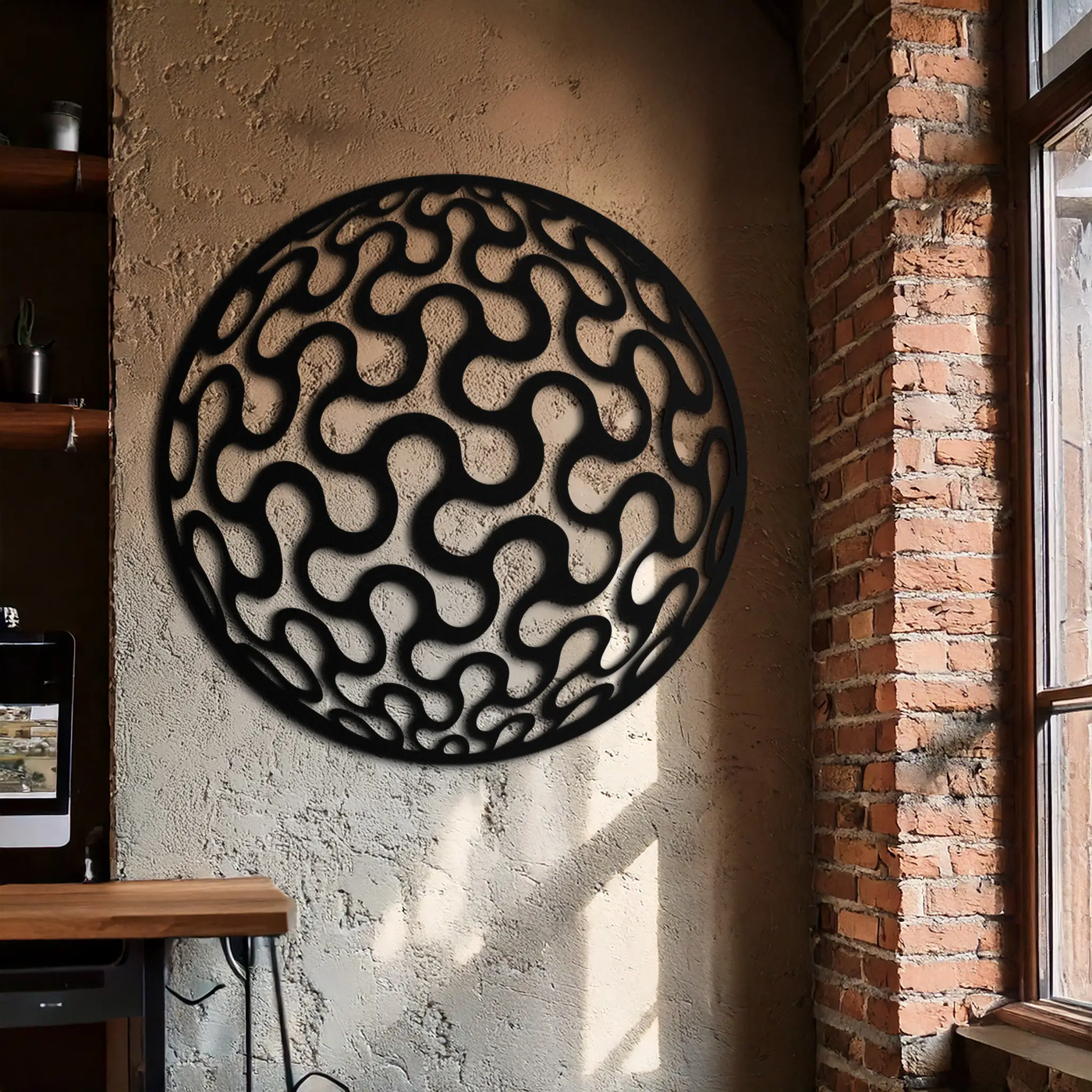 Abstract Sphere Pattern Metal Wall Art – Modern Round Geometric Decor for Home or Office - KAF585 by Enova Art