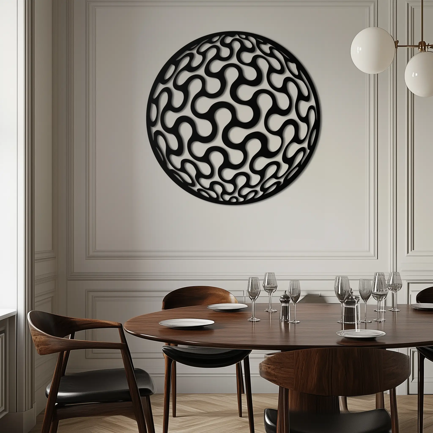 Abstract Sphere Pattern Metal Wall Art – Modern Round Geometric Decor for Home or Office - KAF585 by Enova Art