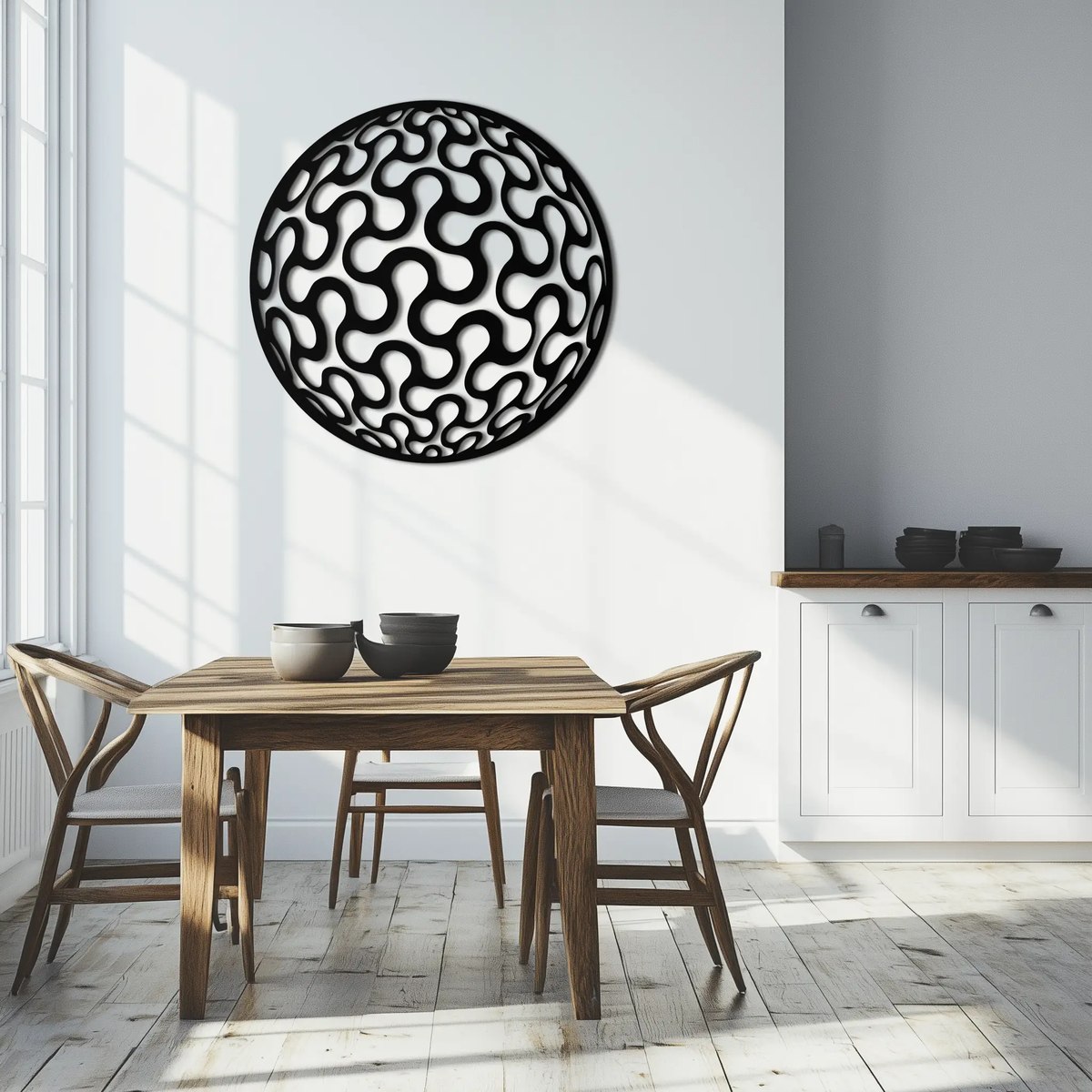Abstract Sphere Pattern Metal Wall Art – Modern Round Geometric Decor for Home or Office - KAF585 by Enova Art