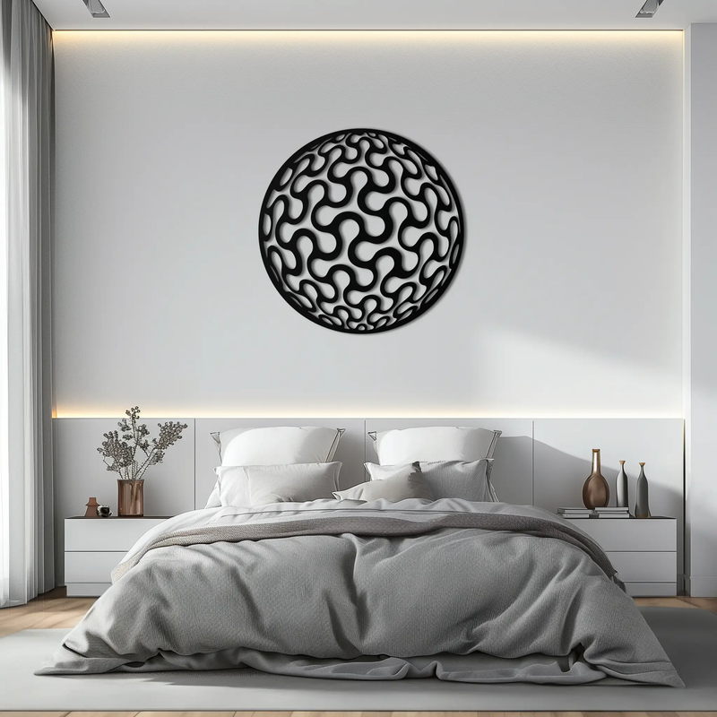 Abstract Sphere Pattern Metal Wall Art – Modern Round Geometric Decor for Home or Office - KAF585 by Enova Art