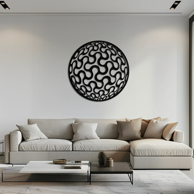 Abstract Sphere Pattern Metal Wall Art – Modern Round Geometric Decor for Home or Office - KAF585 by Enova Art