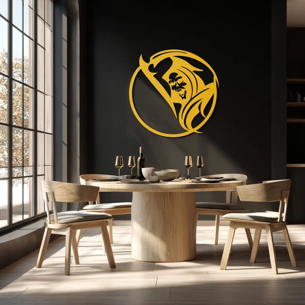 Grim Reaper Circle Metal Wall Art – Dark Gothic Scythe Decor for Horror Enthusiasts- KAF586 by Enova Art