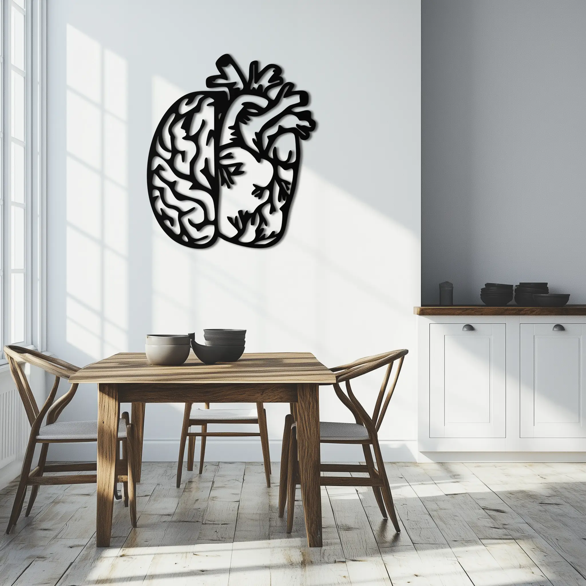 Brain and Heart Fusion Metal Wall Art – Symbolic Anatomy Design for Mind and Emotion Balance- KAF587 by Enova Art