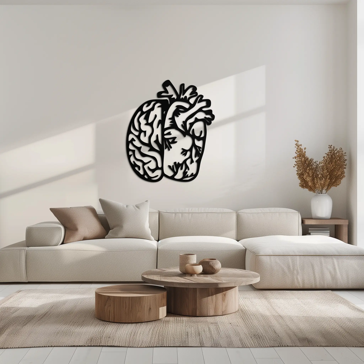 Brain and Heart Fusion Metal Wall Art – Symbolic Anatomy Design for Mind and Emotion Balance- KAF587 by Enova Art
