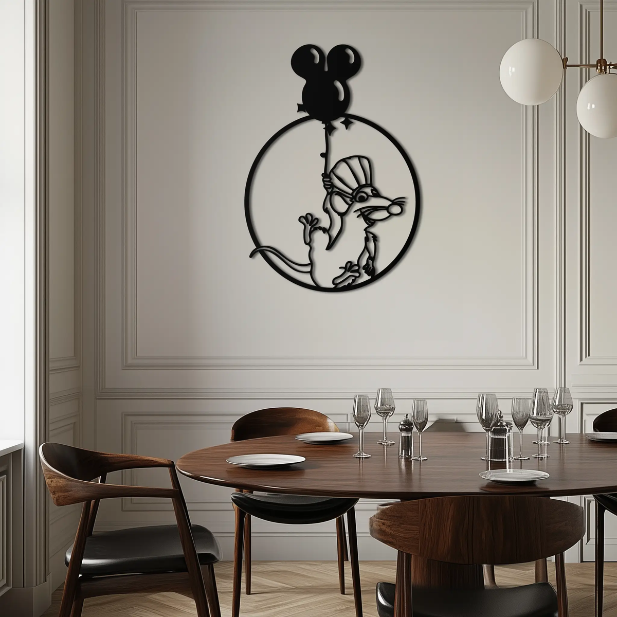 Ratatouille Chef Metal Wall Art – Cartoon Rat Balloon Decor for Kitchen Walls- KAF588 by Enova Art