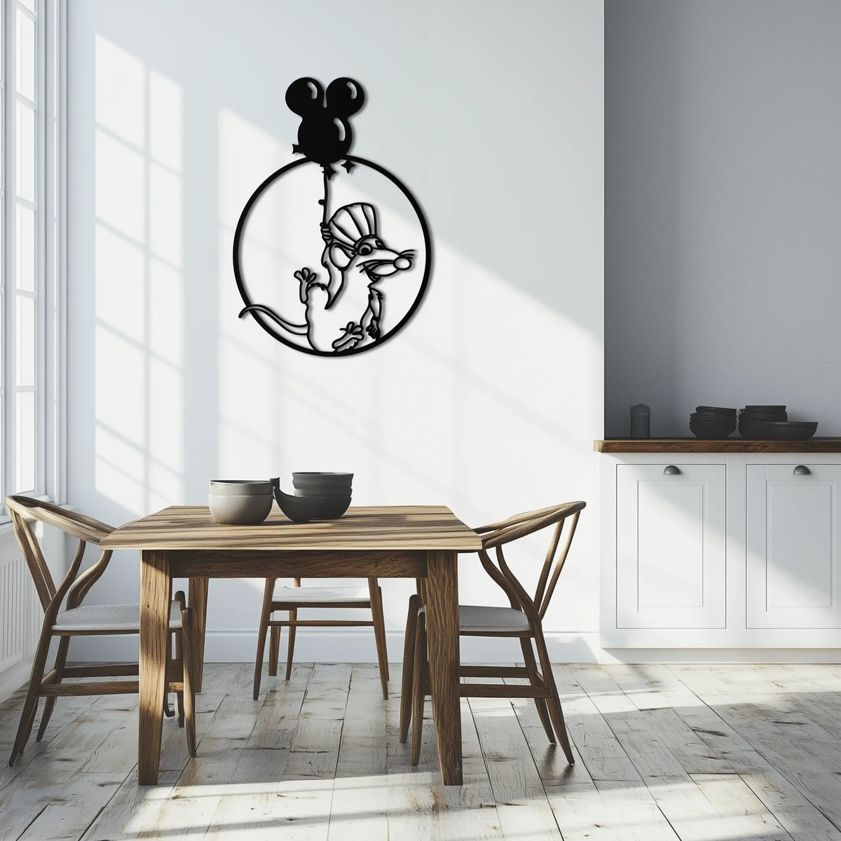 Ratatouille Chef Metal Wall Art – Cartoon Rat Balloon Decor for Kitchen Walls- KAF588 by Enova Art