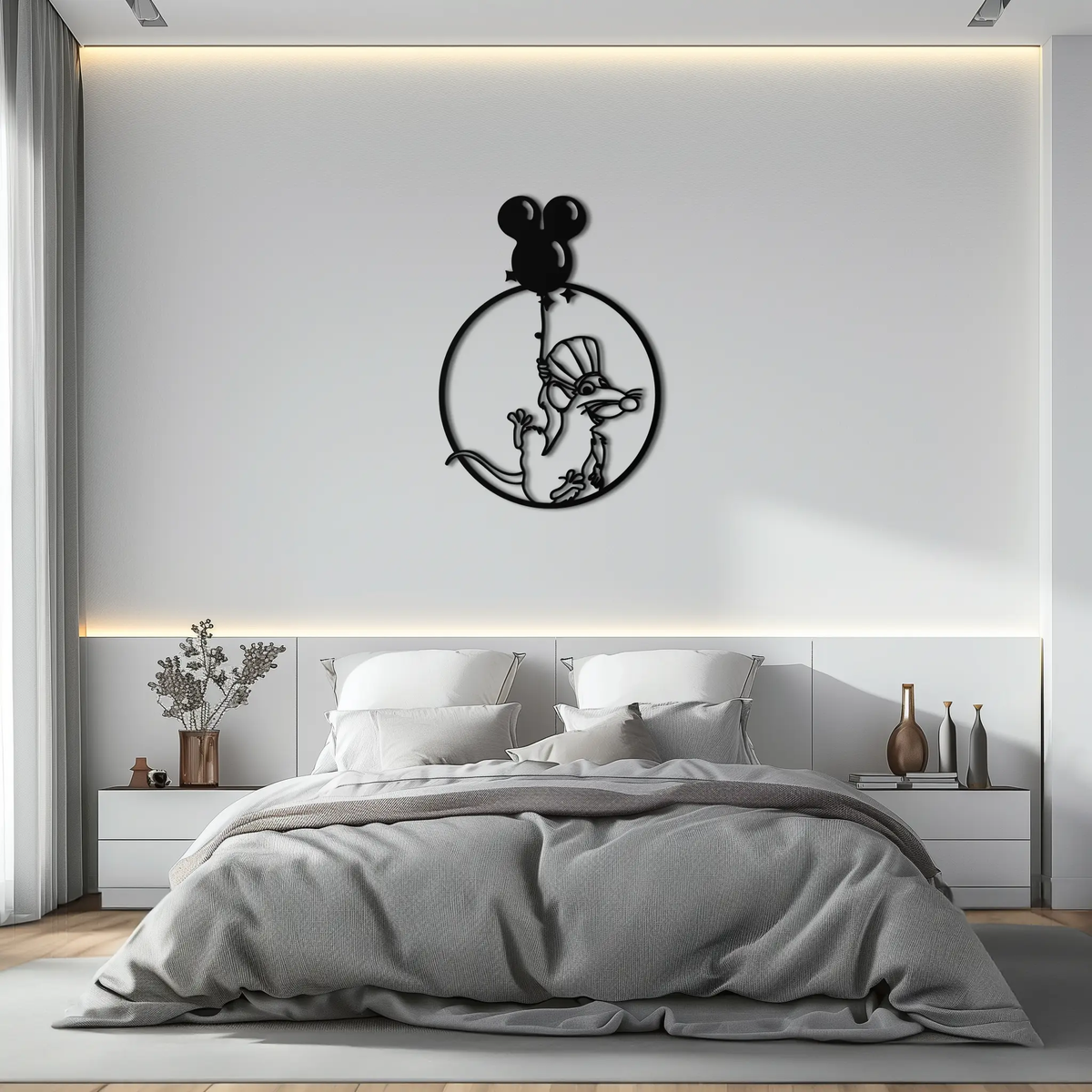 Ratatouille Chef Metal Wall Art – Cartoon Rat Balloon Decor for Kitchen Walls- KAF588 by Enova Art