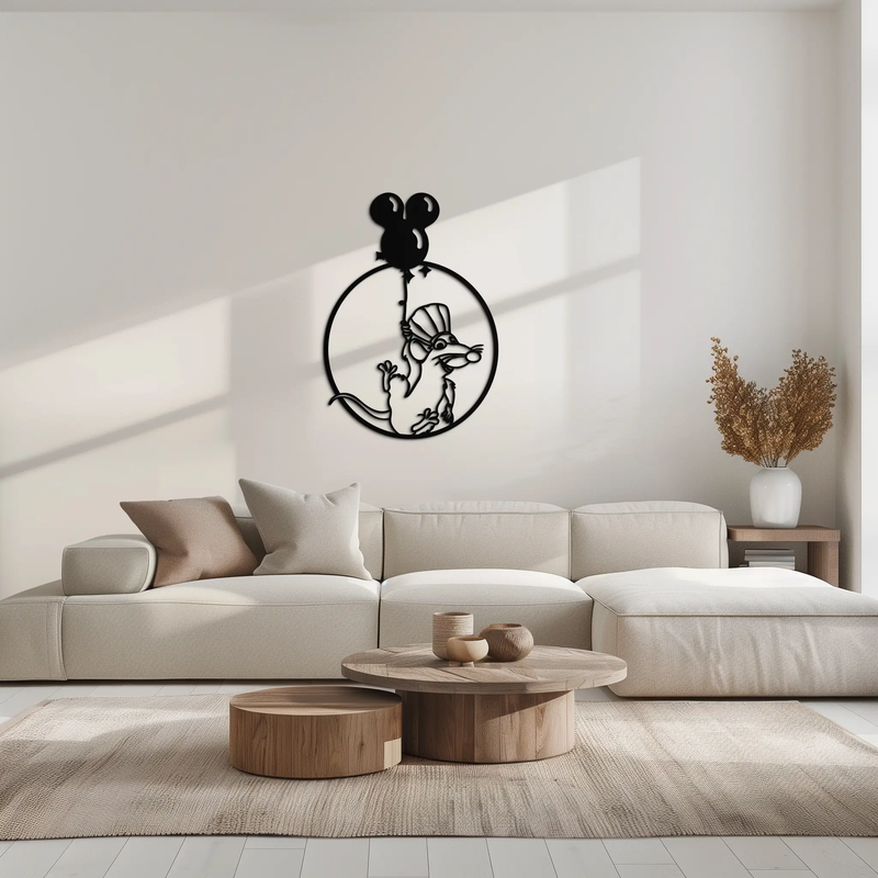 Ratatouille Chef Metal Wall Art – Cartoon Rat Balloon Decor for Kitchen Walls- KAF588 by Enova Art