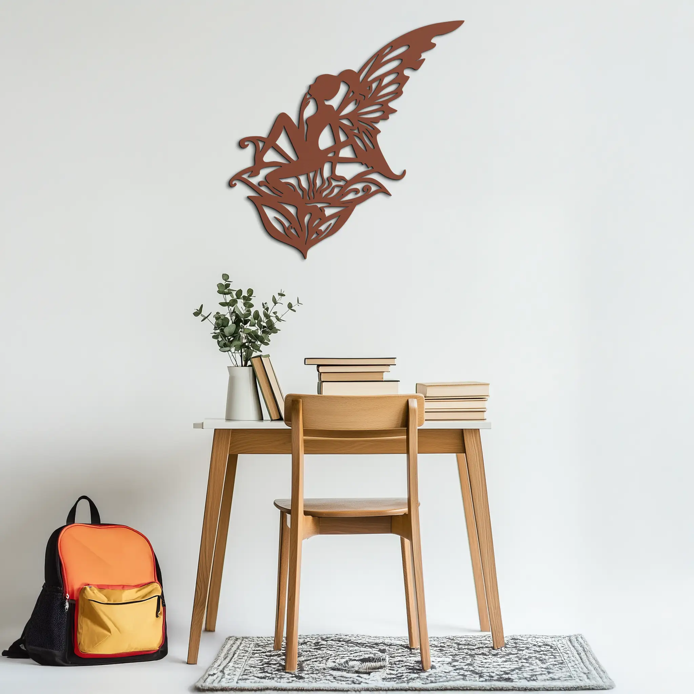Flower Fairy Silhouette Metal Wall Art – Whimsical Fantasy Decor for Girls' Rooms- KAF590 by Enova Art