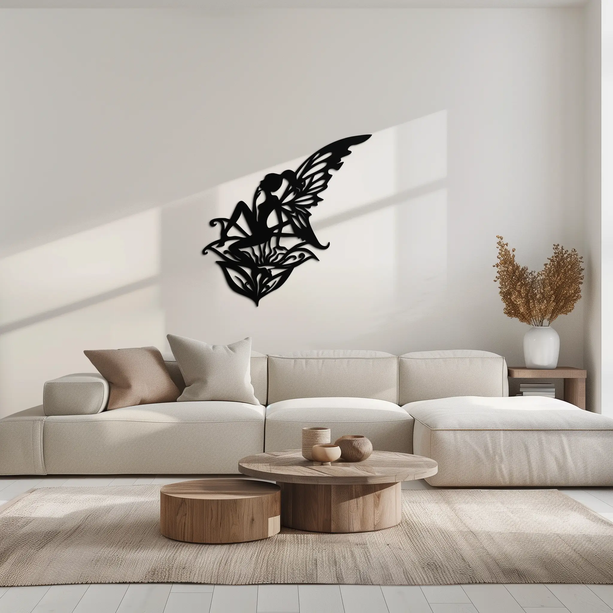 Flower Fairy Silhouette Metal Wall Art – Whimsical Fantasy Decor for Girls' Rooms- KAF590 by Enova Art