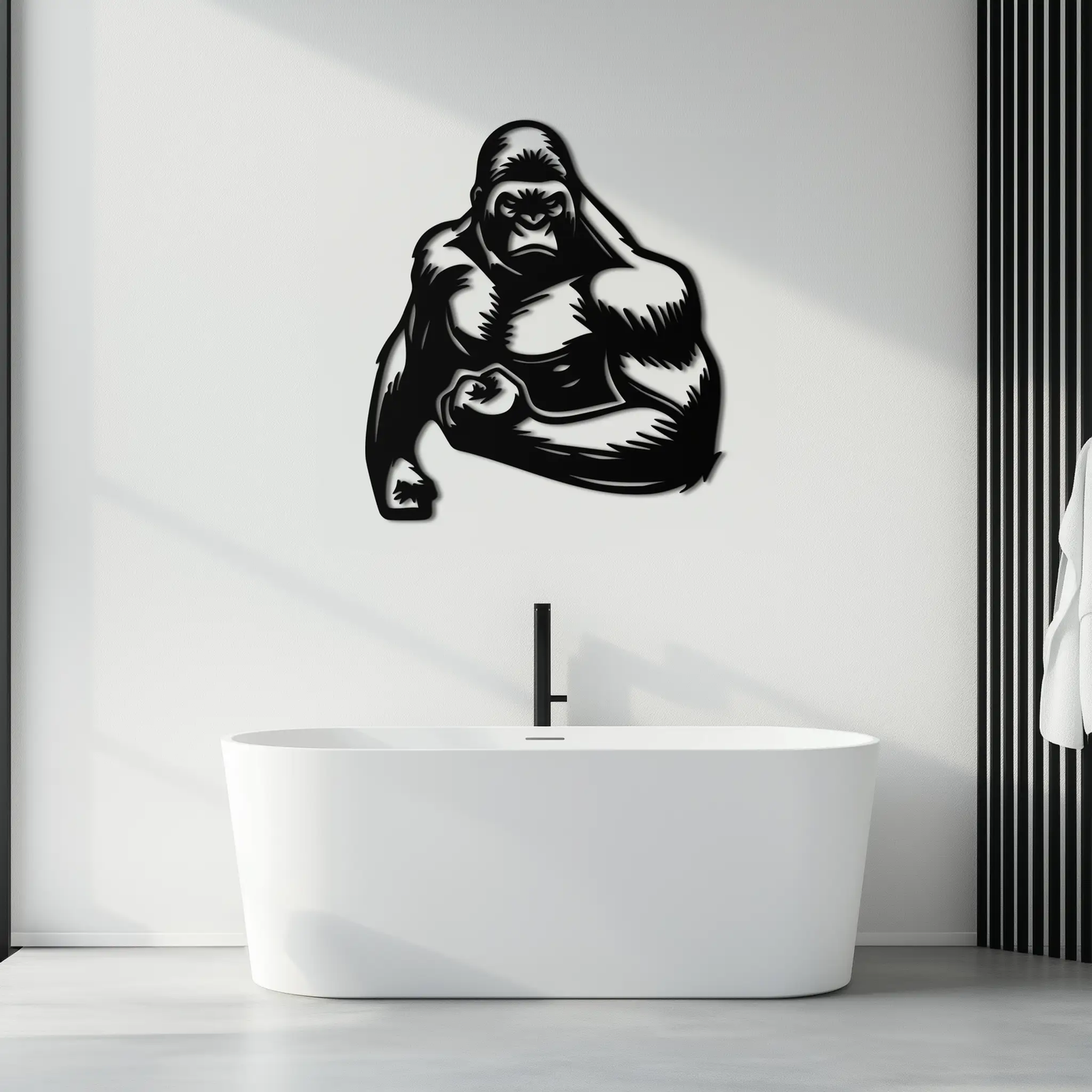 Angry Gorilla Metal Wall Art – Fierce Jungle Animal Decor for Gym and Man Cave- KAF592 by Enova Art