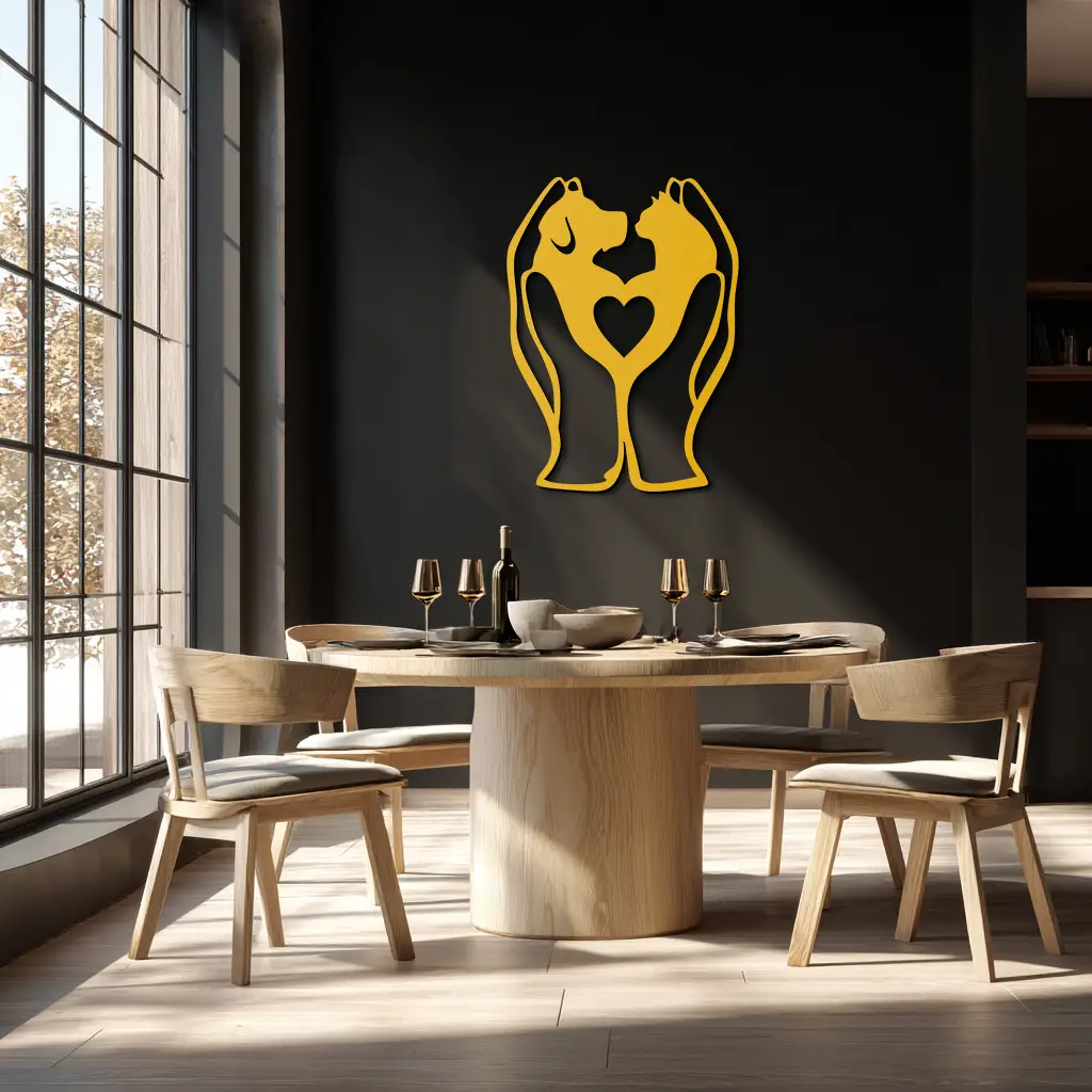 Dog and Cat in Hand Metal Wall Art – Heartwarming Pet Love Decor for Animal Lovers- KAF593 by Enova Art