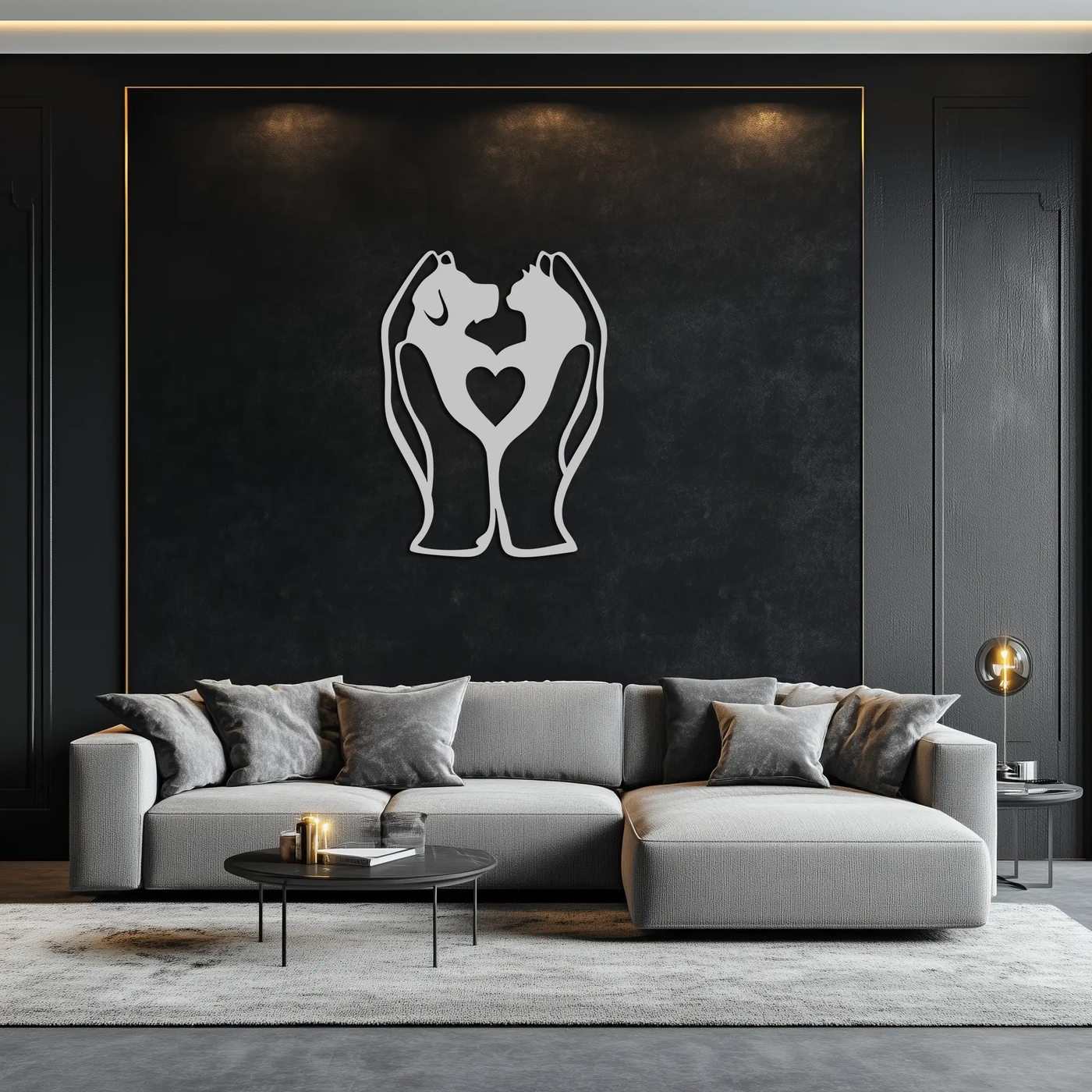 Dog and Cat in Hand Metal Wall Art – Heartwarming Pet Love Decor for Animal Lovers- KAF593 by Enova Art