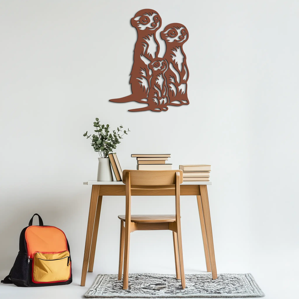 Meerkat Family Metal Wall Art – Playful Animal Silhouette Decor for Nature Lovers- KAF595 by Enova Art