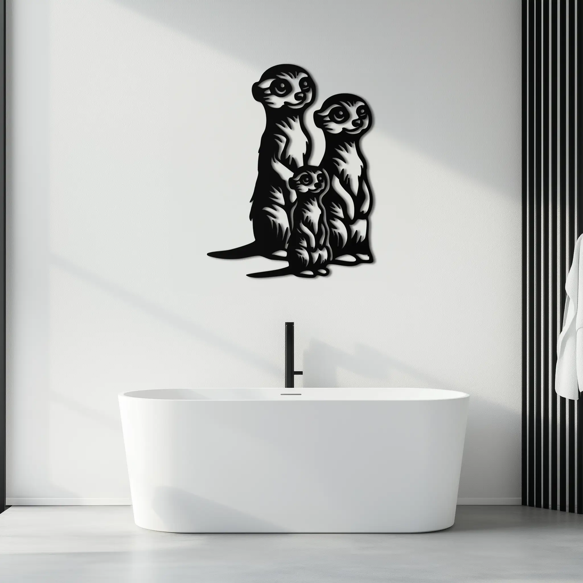 Meerkat Family Metal Wall Art – Playful Animal Silhouette Decor for Nature Lovers- KAF595 by Enova Art