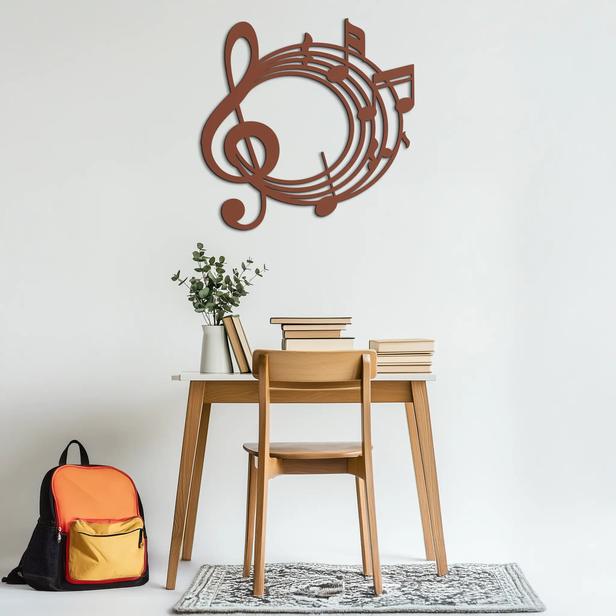 Musical Notes Circle Metal Wall Art – Treble Clef Music Decor for Home or Studio- KAF596 by Enova Art