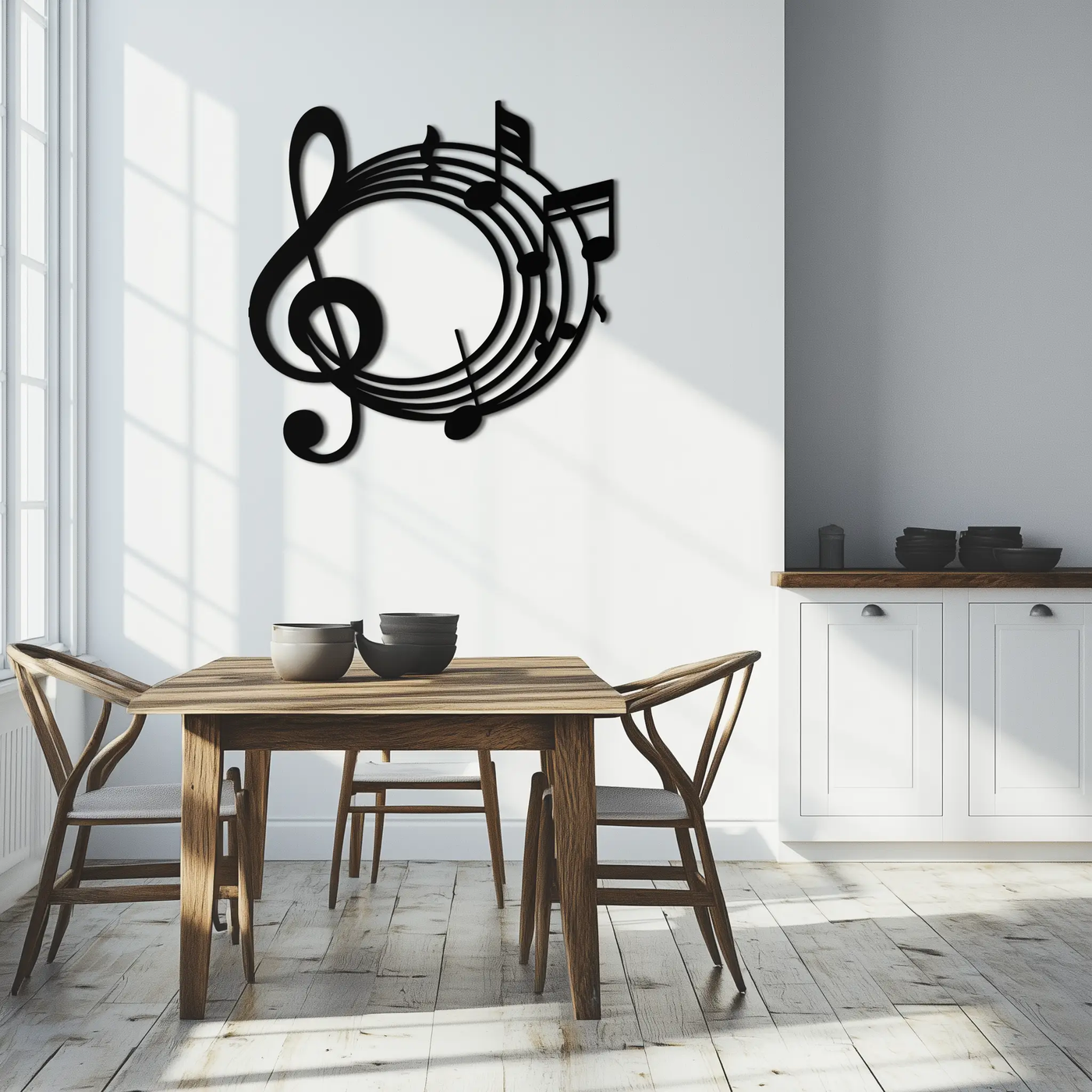 Musical Notes Circle Metal Wall Art – Treble Clef Music Decor for Home or Studio- KAF596 by Enova Art