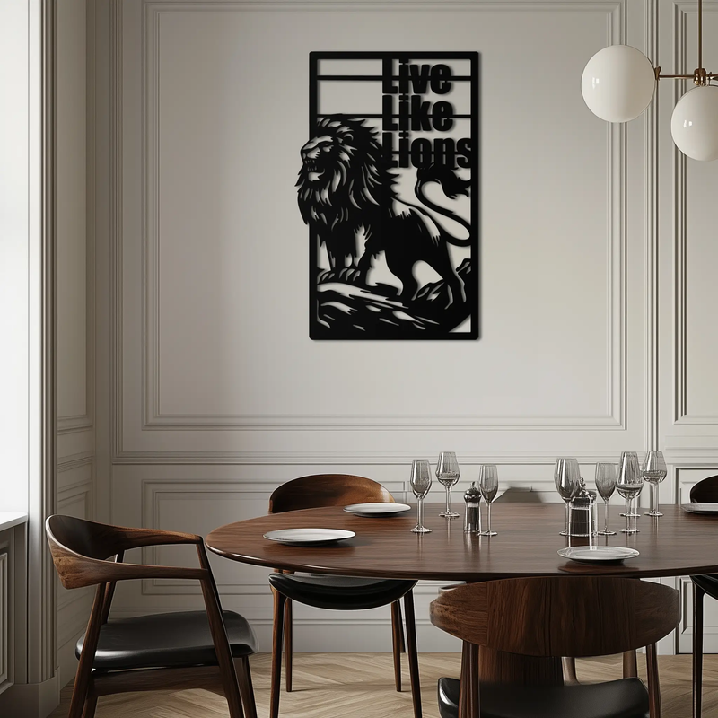 Live Like Lions Metal Wall Art – Powerful Roaring Lion Decor for Motivational Spaces- KAF597 by Enova Art