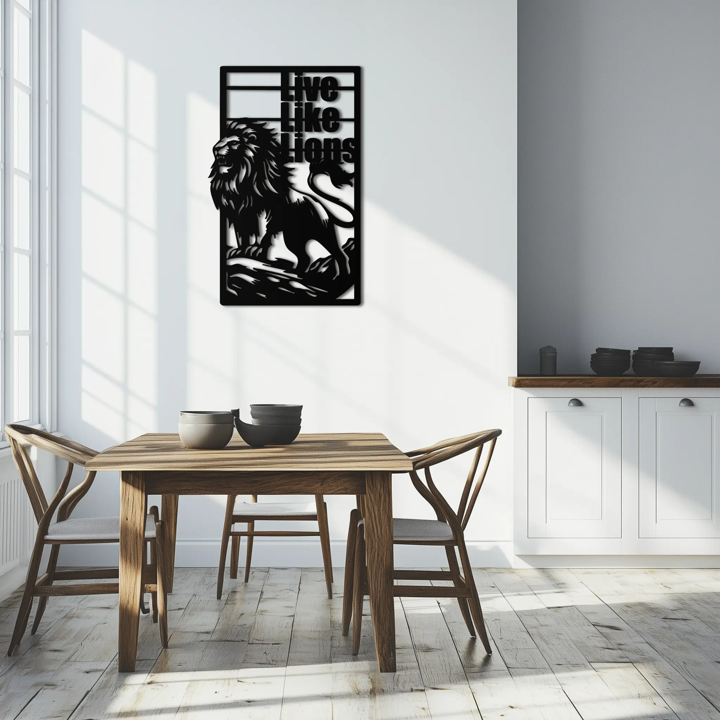 Live Like Lions Metal Wall Art – Powerful Roaring Lion Decor for Motivational Spaces- KAF597 by Enova Art