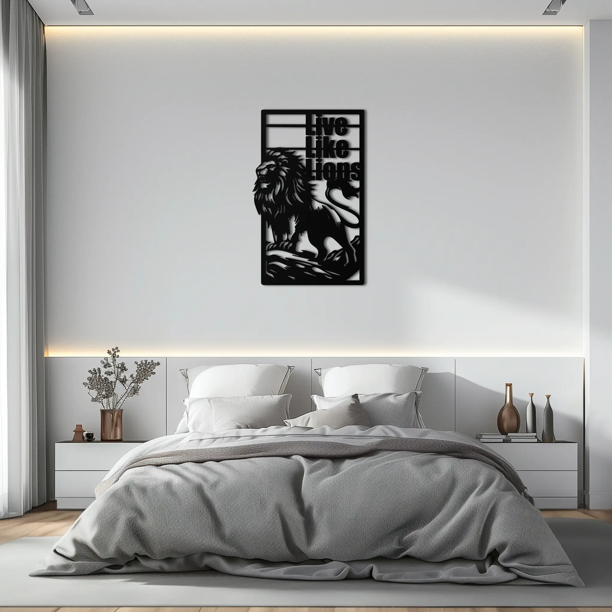 Live Like Lions Metal Wall Art – Powerful Roaring Lion Decor for Motivational Spaces- KAF597 by Enova Art