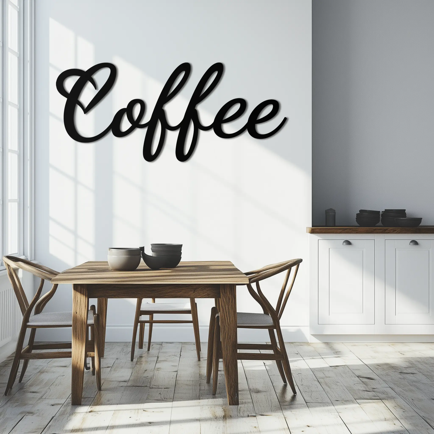 Coffee Script Metal Wall Art – Heart Shaped Lettering Coffee Sign for Kitchen Decor- KAF600 by Enova Art