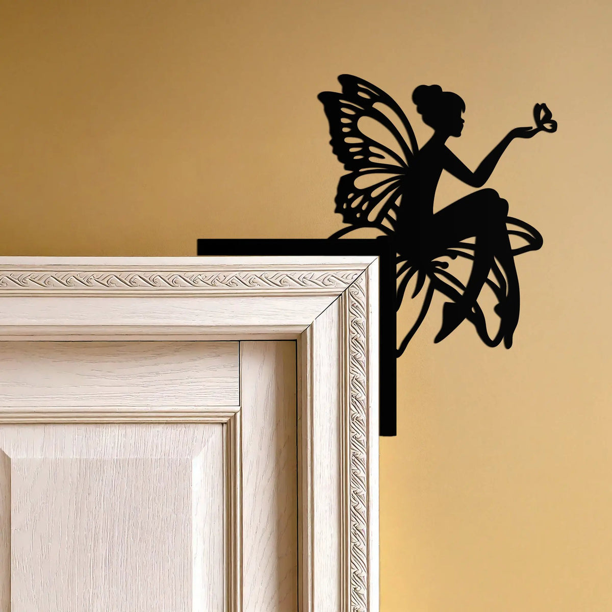 Fairy Corner Shelf Metal Wall Art – Whimsical Butterfly Fairy Decor for Girls’ Rooms- KAF605 by Enova Art