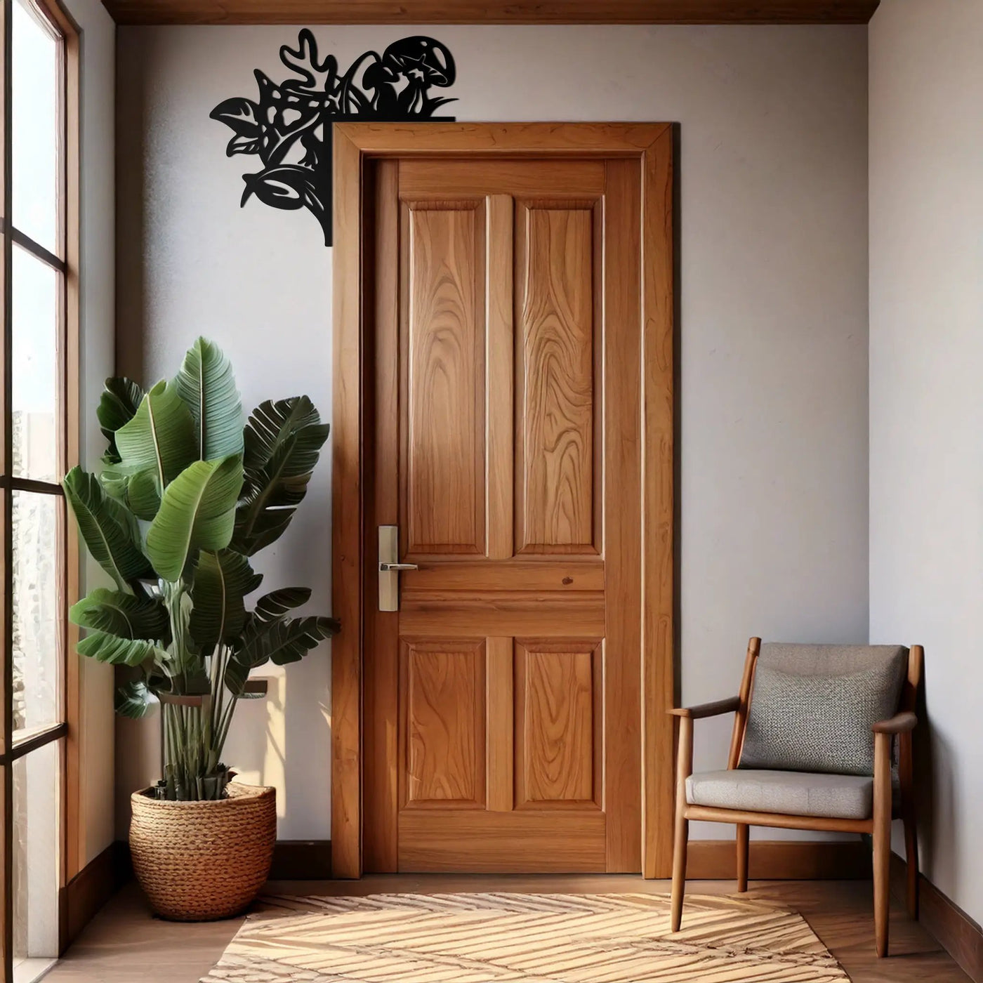 Mushroom Door Corner Metal Wall Art – Whimsical Nature-Themed Metal Decor-KAF608 by Enova Art