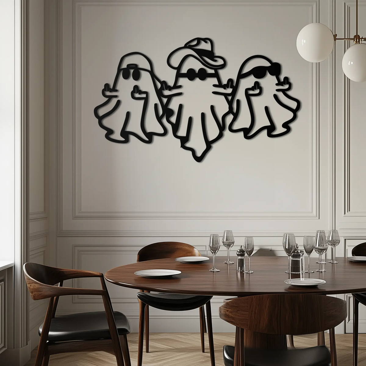 Funny Gangster Ghosts Metal Wall Art – Halloween Cool Spirits Decor-KAF613 by Enova Art