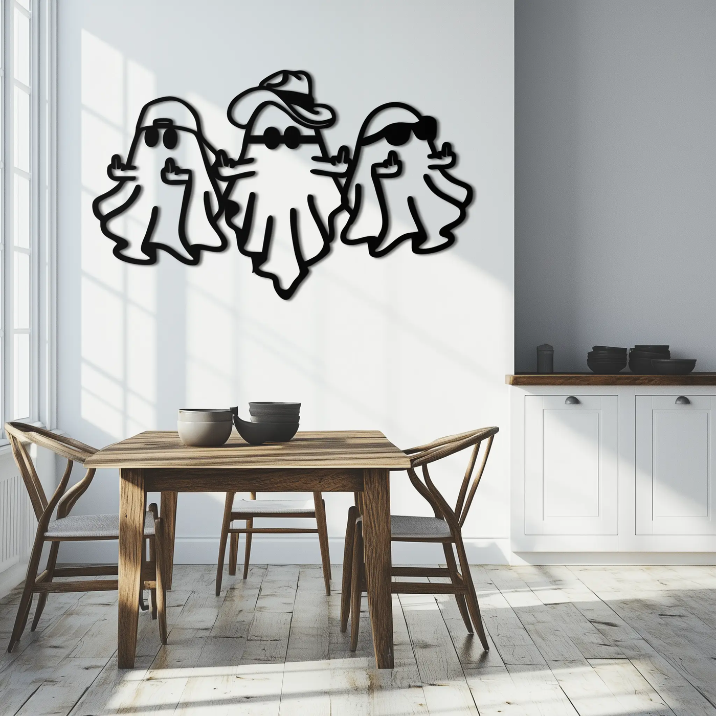 Funny Gangster Ghosts Metal Wall Art – Halloween Cool Spirits Decor-KAF613 by Enova Art