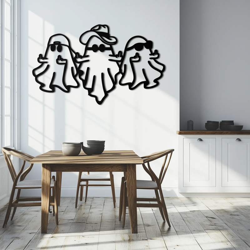 Funny Gangster Ghosts Metal Wall Art – Halloween Cool Spirits Decor-KAF613 by Enova Art
