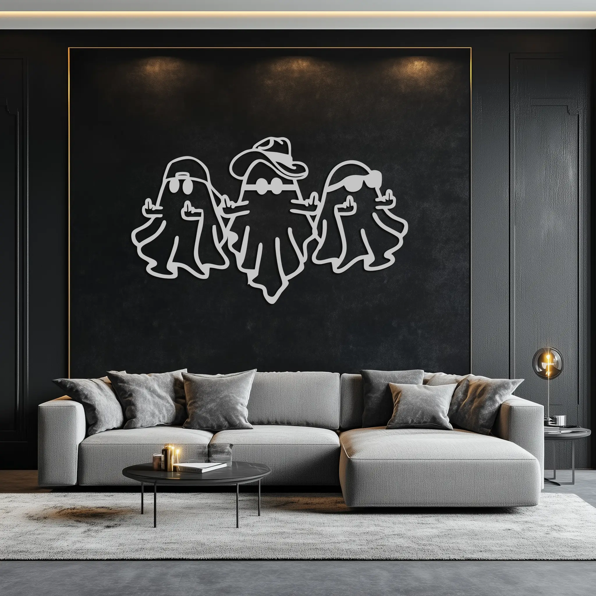 Funny Gangster Ghosts Metal Wall Art – Halloween Cool Spirits Decor-KAF613 by Enova Art