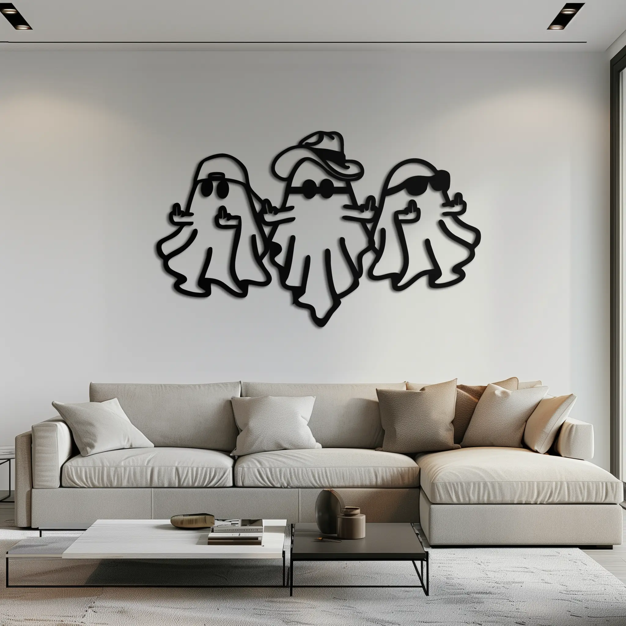 Funny Gangster Ghosts Metal Wall Art – Halloween Cool Spirits Decor-KAF613 by Enova Art