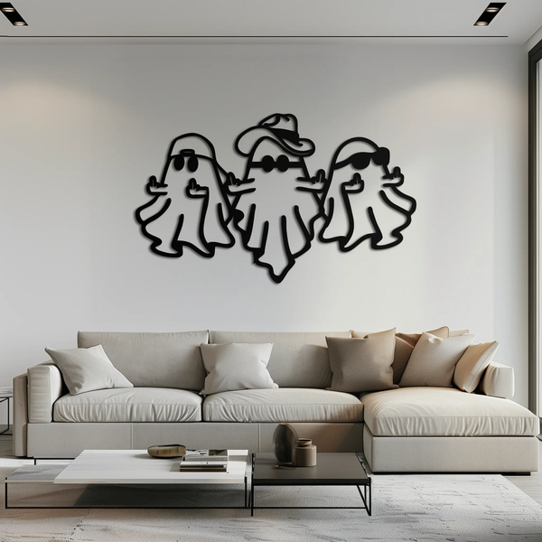 Funny Gangster Ghosts Metal Wall Art – Halloween Cool Spirits Decor-KAF613