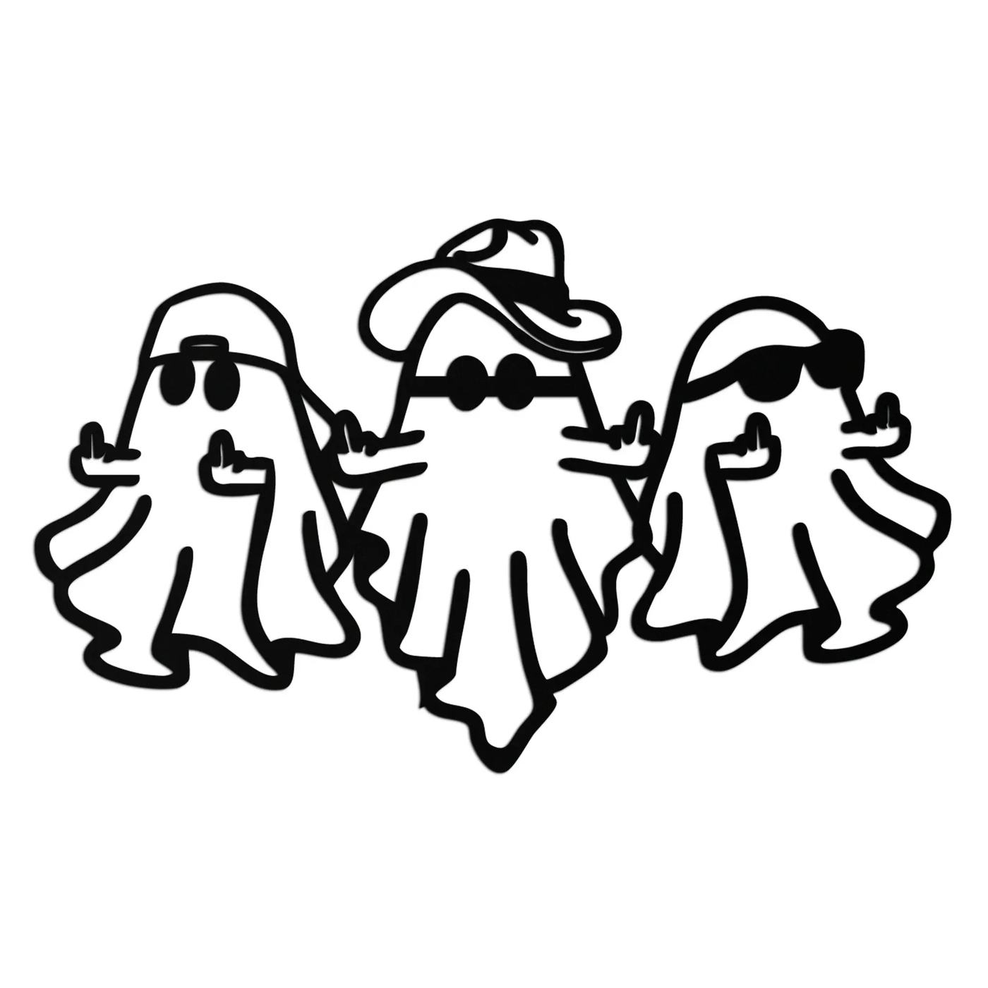 Funny Gangster Ghosts Metal Wall Art – Halloween Cool Spirits Decor-KAF613 by Enova Art